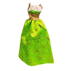 Barbie Maxi Dress Tropical Splash 2000 Lime Green Gold Long Genuine